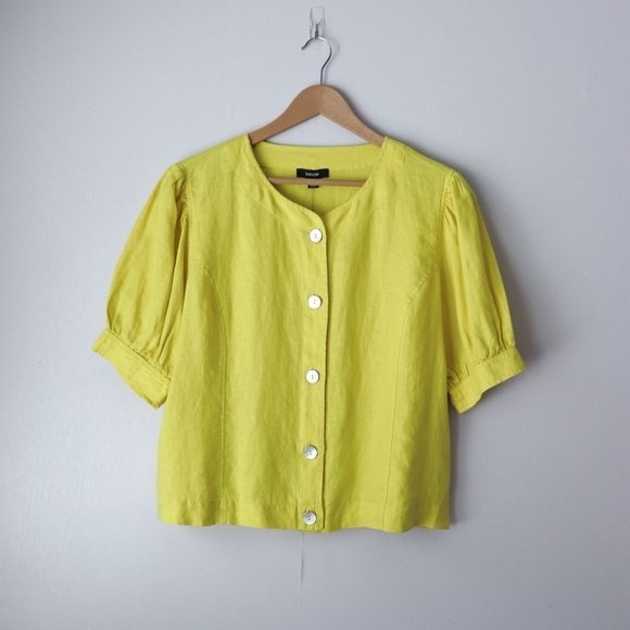 Kensie Tops - NWT Kensie 100% Linen Puff Sleeve Button Top XL